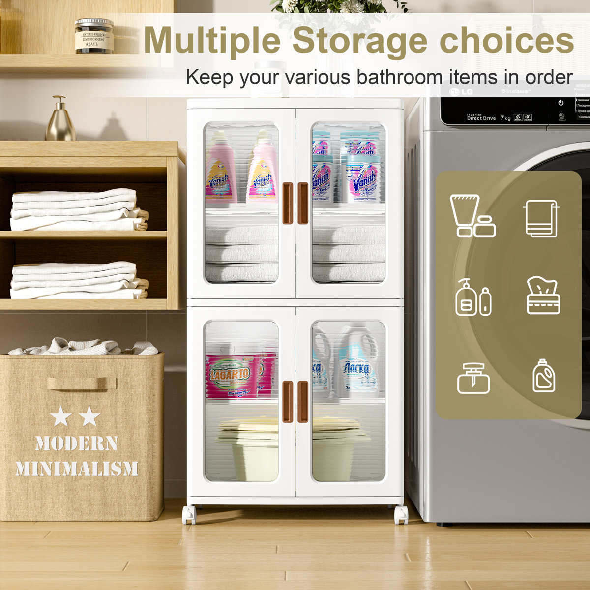 2-Tier Stackable Storage Bin With Doors And Adjustable Shelves Rolling Plastic Folding Storage Cabinet Collapsible Closet For Home Dorms Organizer